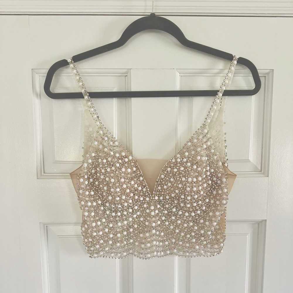 DB Studio Embellished Spaghetti Strap Wedding Separates Top